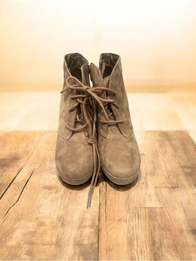 Merona Taupe Suede Lace-Up Ankle Boots